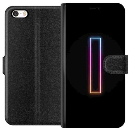Kompatibelt Plånboksfodral till Apple Apple iPhone 5 Minimalistisk neonbokstav I i regnbågsfärger mot mörk bakgrund