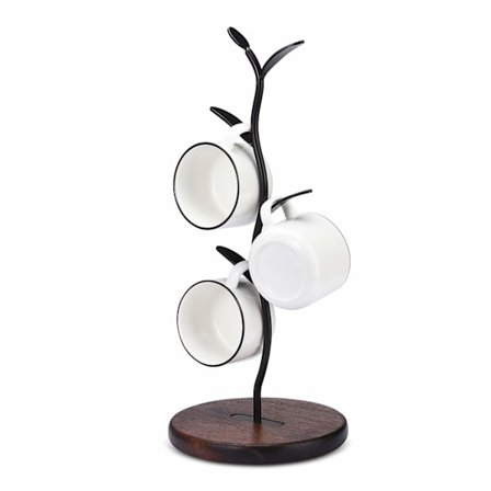 Kopholdere, kopholdere til bordplade, kaffekopper, tilbehør til kaffebar og køkkenopbevaringskasser, sort (enkelt række).