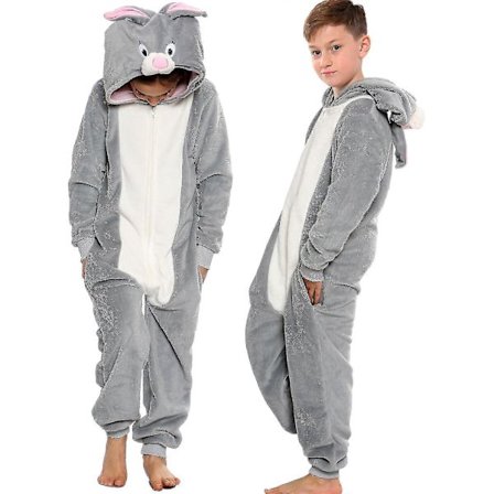 Unisex Kanin Fleece Onesie Ét Stel Pyjamassæt