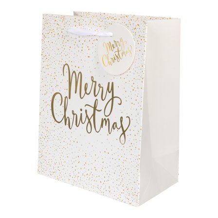 PRESENTPÅSE MERRY CHRISTMAS VIT - Partyninja.se