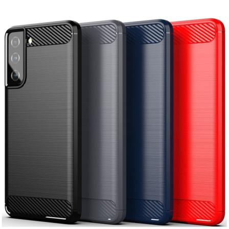 SKALO Samsung S21 FE Armor Carbon Stødsikker TPU-cover - Vælg fa Black