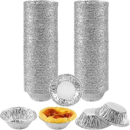200 stk Tarteletforme Pasteis De Nata Kit, 7x2,5x4cm Aluminiumforme Engangs Papirbakker, Runde Mini Aluminiumforme, Til