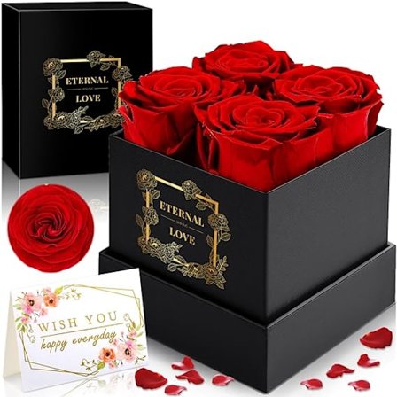 4 Infinity Roses Eternal Rose,Preserved Rose,3-4 Years Durability,Rose Box with Canned Flowers,Gifts for