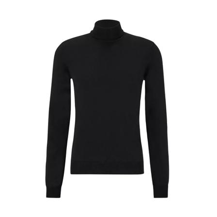 Hugo Boss, Slim fit virgin wool turtleneck sweater Czarny, Mężczyzna, Rozmiar: L