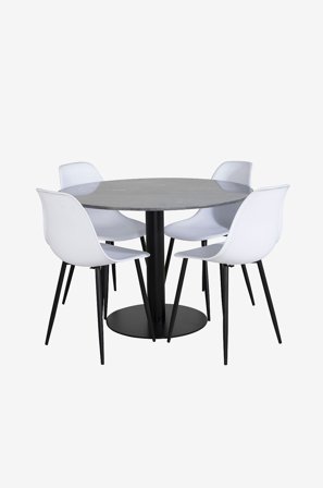 Venture Home - Spisegruppe Estelle med 4 spisebordsstole Polar - Sort - Spisegrupper - Fra Homeroom
