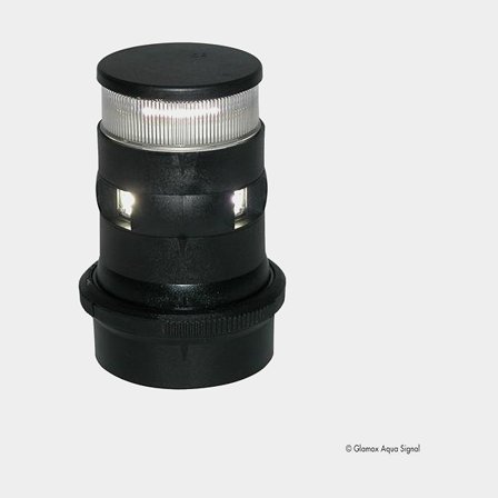 Aqua Signal 34 LED lanterna topp/ankar Quickfit fäste svart i polykarbonat för motorbåt och segelbåt korrosionsfri