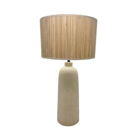 Keraaminen pöytävalaisin bambuvarjostimella, beige, 15x15x65 cm