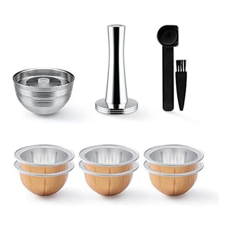 Återanvändbara Vertuo-kapslar i rostfritt stål, endast för VertuoLine-påfyllningsbara aluminiumkapslar