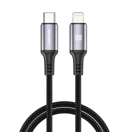NEXTBATT USB-C till Lightning-kabel 30W, 3A, 2m - Svart