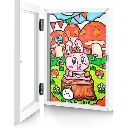 Lasten piirustusten kehys, lasten taidekehys etuaukolla, täytettävä valokuvakehys avattavalle kuvalle