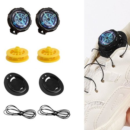 Automaattinen kiertyvä kengännauhan lukko 4 kpl | No-tie pikalukitus ja nopea vapautus Black