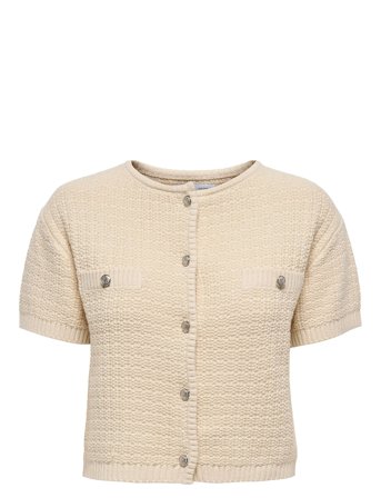 ONLY Onlkiel S/S Button Card Knt Moch - Cream - S