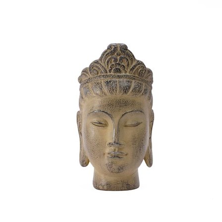 Vintage Buddha-pää hartsiveistos, Zen-tyylinen taidehahmokoriste puutarhaan, työpöydän koriste teetilaan, työhuoneeseen tai sisä- ja ulkotiloihin