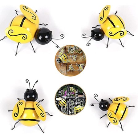 4 stk. Bi Vægdekoration Metal Rust Bi Havedekoration Vejrbestandig Skråning Hvepsedekoration Væg Til Have, Balkon Dekoration, Dekoration Soveværelse