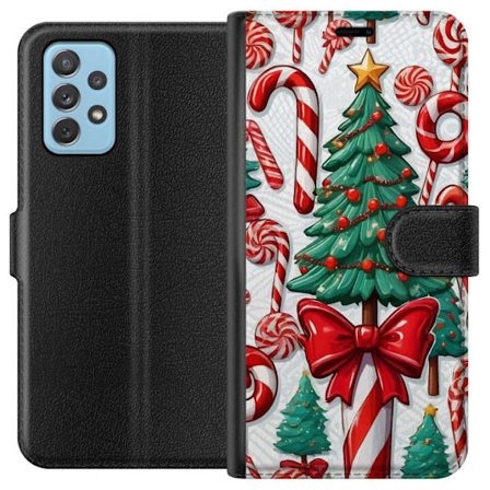 Kompatibelt Plånboksfodral till Samsung Samsung Galaxy A72 5G Julgran godis polkagrisar julgran semester sötsaker retro design konst