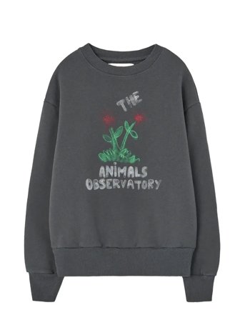 THE ANIMALS OBSERVATORY Flowers Dark Frey Bear Sweatshirt - Grey - 4 Y