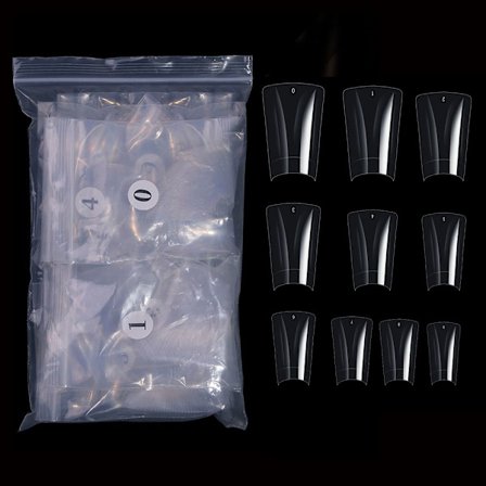 500ST Duck Nail Tips Half Cover CLEAR