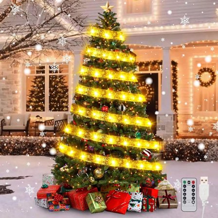 Julgransband med ljusslinga 10 meter 100 LED 8 lägen Fairy Lights USB-driven julgransband med fjärrkontroll Fairy Lights