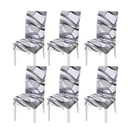 6 stolar Housses de Chaise de Salle à Manger - Universell utsträckbar polyester elastan tvättbar skyddsöverdrag för stolar A