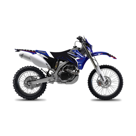 Kit Adesivi Completo Blackbird Dream 4 con Coprisella Blu-Nero-Bianco - Yamaha WR 450F 2007-2011
