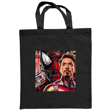 Stofpose Dynamisk collageillustration med en superhelt i rød rustning, tegneseriepaneler og intens handling i en grafisk pop art-stil.