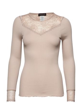 Silk T-Shirt Regular Ls W/ Lace Langærmet T-shirt Rosemunde