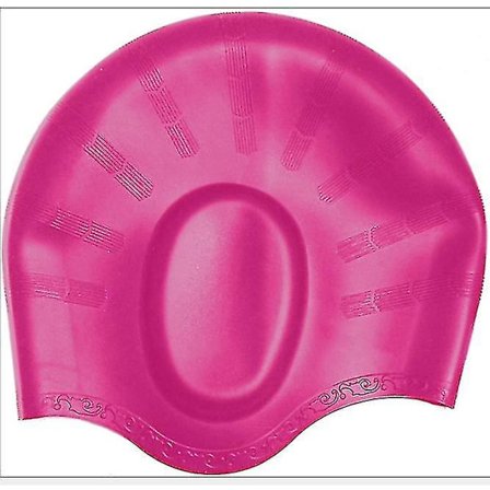 Badehette dekke ører for langt hår, silikon badehette for kvinner menn