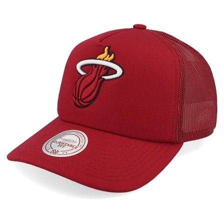 Mitchell & Ness - NBA Červená trucker Kšiltovka - Miami Heat Evergreen Red A-frame Trucker @ Hatstore