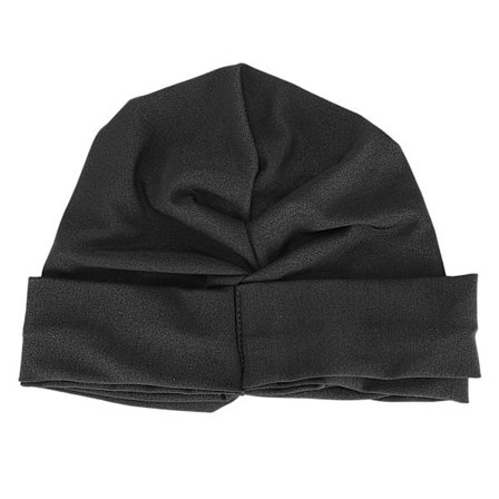 Dame Stretch Turban Hovedtørklæde Kemo Wrap Muslimsk Religiøs Hat Sort