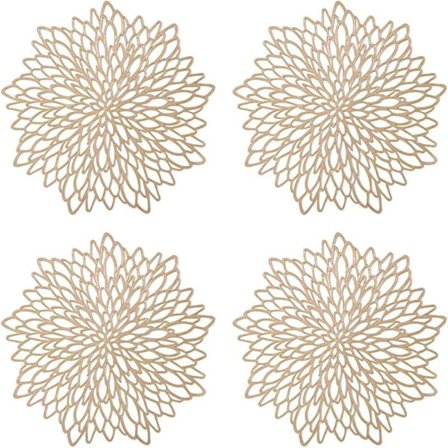 Guld Dækkeservietter, Holdbare Runde Dækkeservietter, Runde Dækkeservietter i Plast