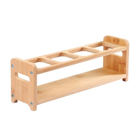 Mausteiden säilytysteline Bambupuu 4 reikää Monitoiminen liukumattomat tilaa säästävä öljypulloteline Keittiötarvikkeet Neliömäiset urat