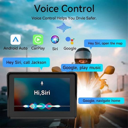 Motorcykel GPS Carplay Touchscreen, Trådløs CarPlay & Android Auto Bærbar Stereo, 5 Tommer Vandtæt, Dobbelt Bluetooth