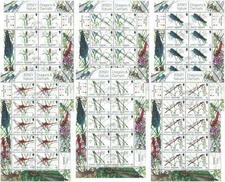 Jersey - Sæt af 6 stemplede miniark 'Drager og frøkener' 2013