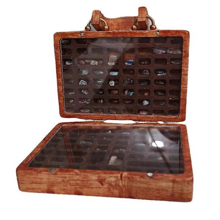 Displayfodral Håndlavet Slidstærk Krystalopbevaring Skattekiste Rejsekollektion Sten Display Organizer-Perfet