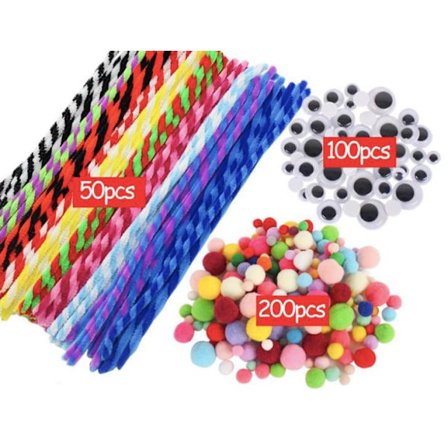 Håndværkssæt - Piberenser, bevægelige øjne, bolde