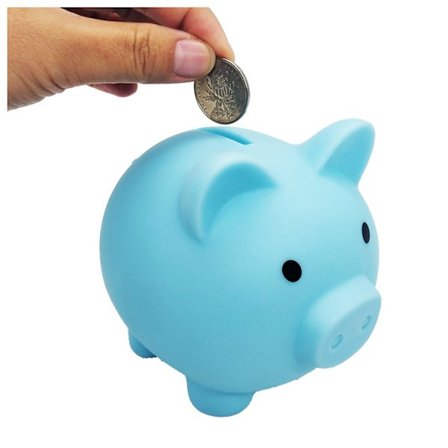Sparekasse, ubrydelig sparebøsse, velegnet til sjove gaver til drenge og piger. Blå