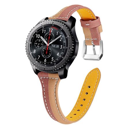 Huawei Watch GT 2 46mm/Amazfit GTR 47mm klockarmband i äkta läder med färgkontrast - Kaffe / Brun