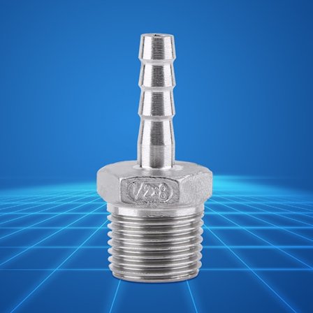 Rustfrit stål 304 han gevind rørfitting slangestuds hale konnektor (1/2"x8mm)