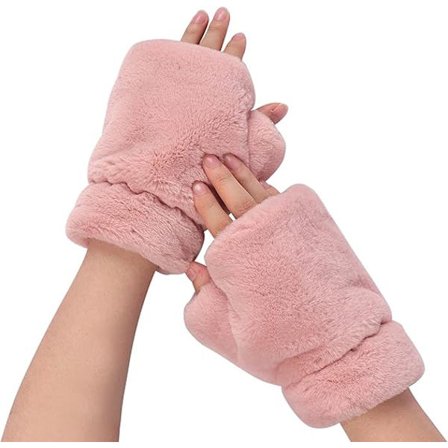 Dame vinterpels halvfingerhansker myke kunstige pels fingerløse hansker