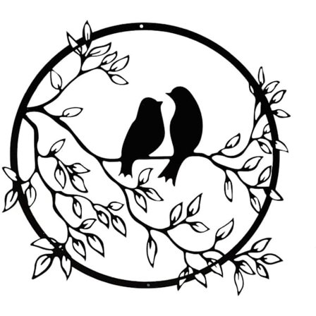 Metallilintu seinäkoriste Metallilintu seinäkoriste, taottu rauta lintu siluetti Art Deco seinäkoriste (musta)