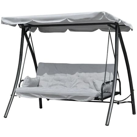 Rootz Hængekøjegynge - Gyngestol - Havegynge - Med liggefunktion - Metal/Polyester - Grå - 2,09 x 1,14 x 1,70 m