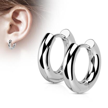 1 par 8 mm Hoops øredobber i platinabelagt 316L kirurgisk stål Silver grey