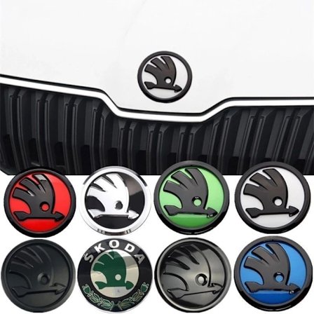 Skoda logo for og bag, Kina grill logo og bag logo 90MM 80MM (rød 90mm)