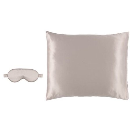 Silkepudebetræk og sovemaske - Grå