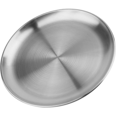 20cm Rostfritt Stål Tallrik, Rund Tallrik, Rostfri Silverplatta, Lämplig för Camping, Grillning, Picknick och Utomhusbruk
