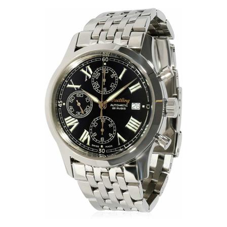 Breitling Pre-owned, Pre-owned Breitling Navitimer Grand Premier A13024.1 Men& Watch In Stainless Steel Zwart, Dames, Maat:ONE Size