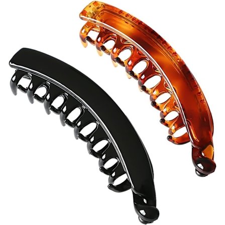 [QD] 2 kpl Hiusklipsit Naisille Suuri Muovinen Poninhäntä Hiusklipsi Banaaniklipsi Naisille Tukeva Volyymiin (Musta ja Ruskea)