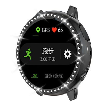 Samsung Galaxy Watch Active 2 44mm:lle sopiva kattava strass-kuori, musta