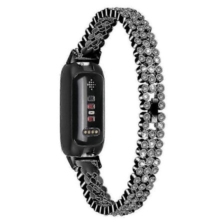 Korvaava ranneke Fitbit Inspire 3:lle - Bambukuvioitu PU-nahkainen säädettävä kellon ranneke