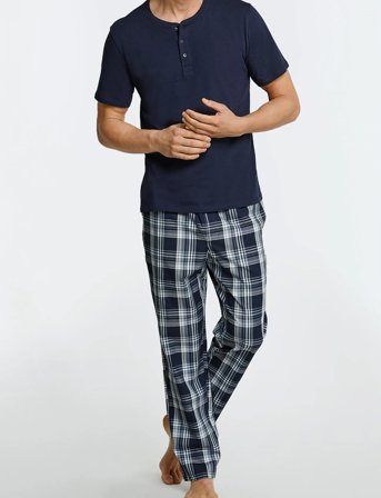Schiesser Long Pants - Blue - XL